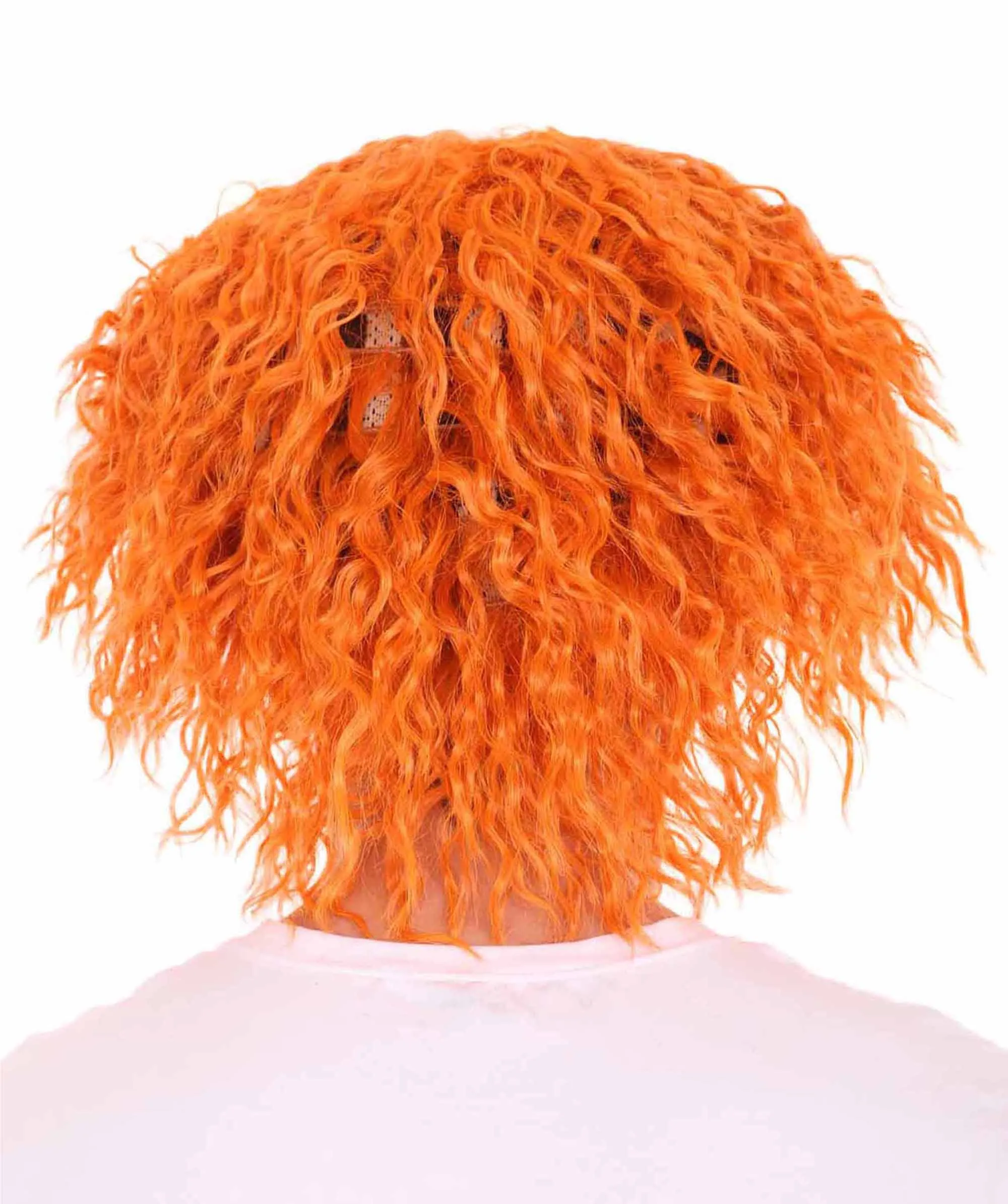 Men Curly Short Orange Wig | Premium Breathable Capless Cap