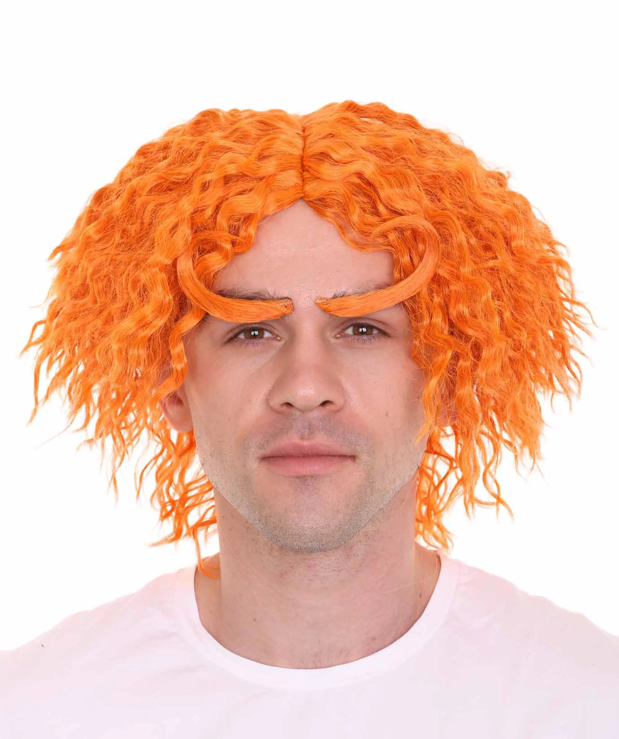 Men Curly Short Orange Wig | Premium Breathable Capless Cap