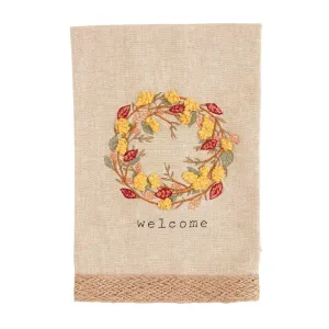 Mud Pie Wreath Leaf Embroidered Towel