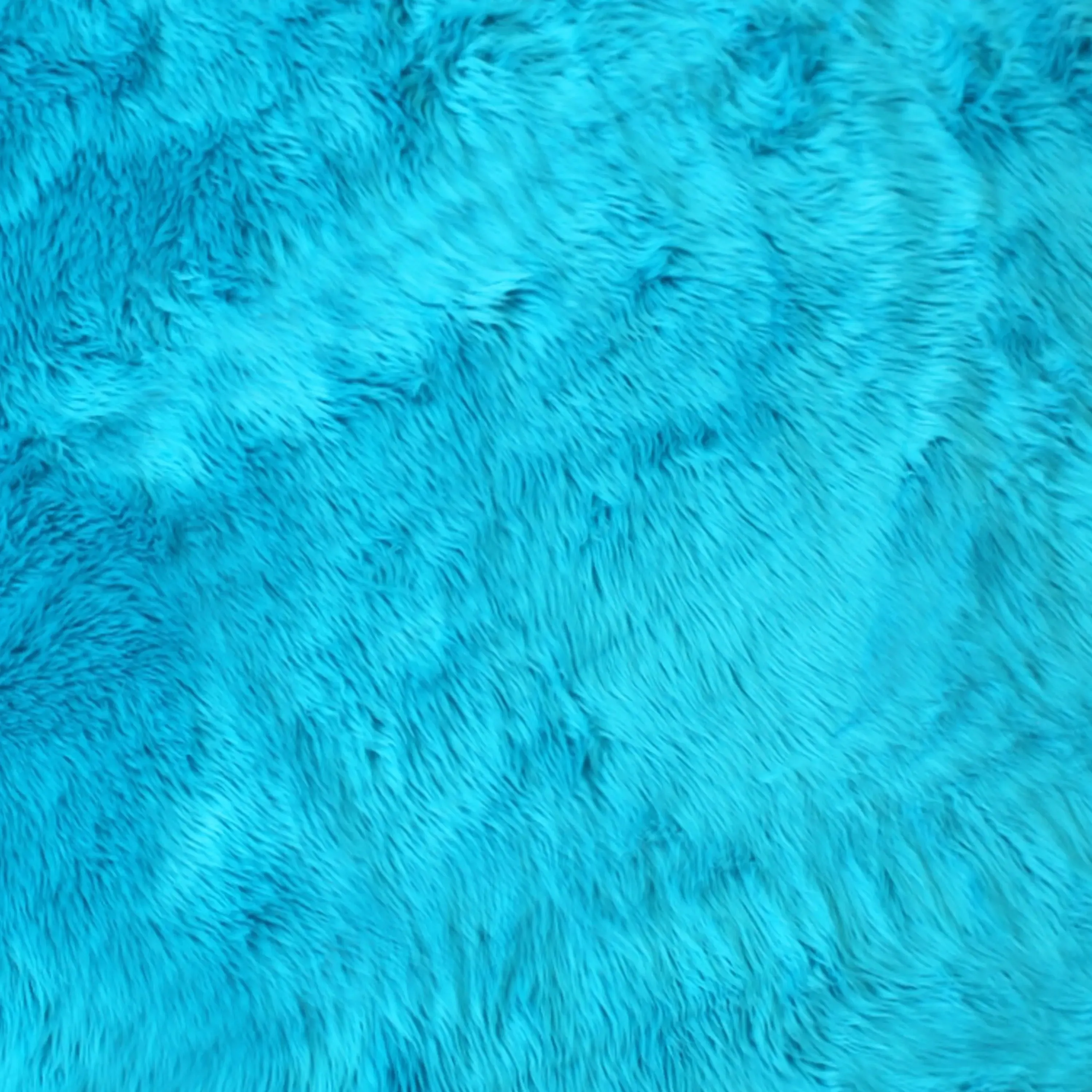 Naomi Collection 5' x 5' Round Turquoise Faux Fur Area Rug with Polyester Backing