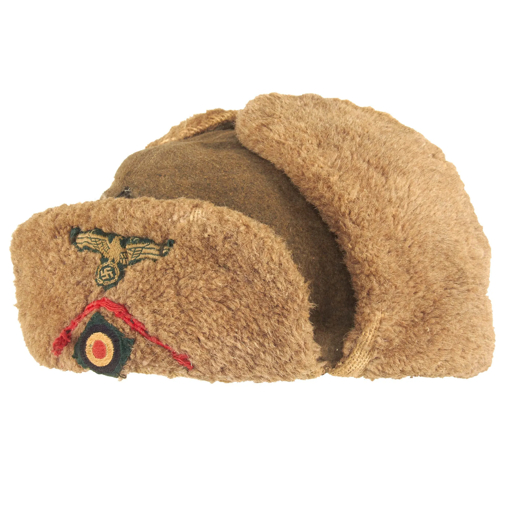 Original German Captured Soviet WWII Enlisted Ushanka Winter Cap with Period Applied Heer Artillery Insignia - dated 1940