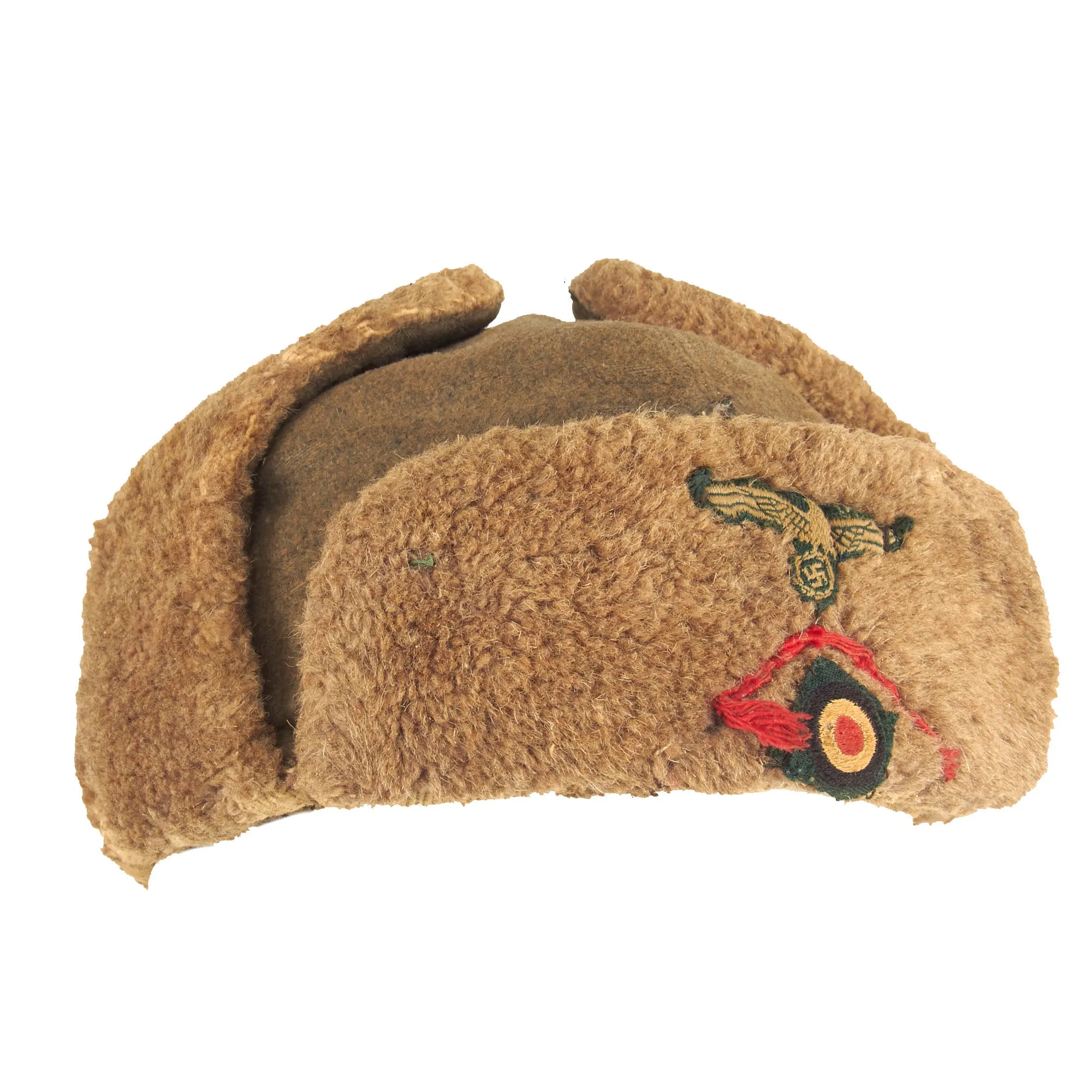 Original German Captured Soviet WWII Enlisted Ushanka Winter Cap with Period Applied Heer Artillery Insignia - dated 1940