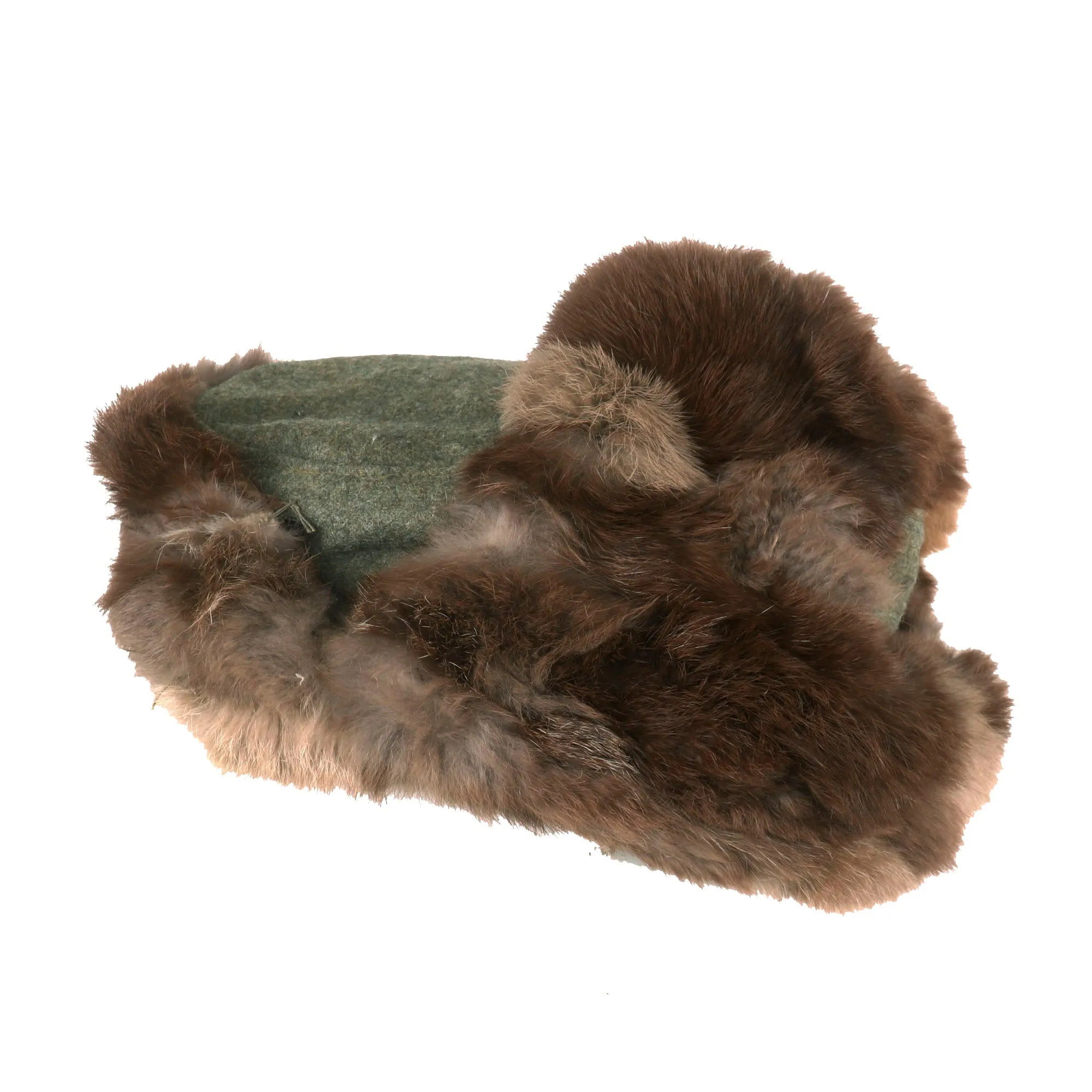 Original German WWII 1943 Dated Eastern Front Army Heer Rabbit Fur Pelzmütze Winter Hat - Size 58