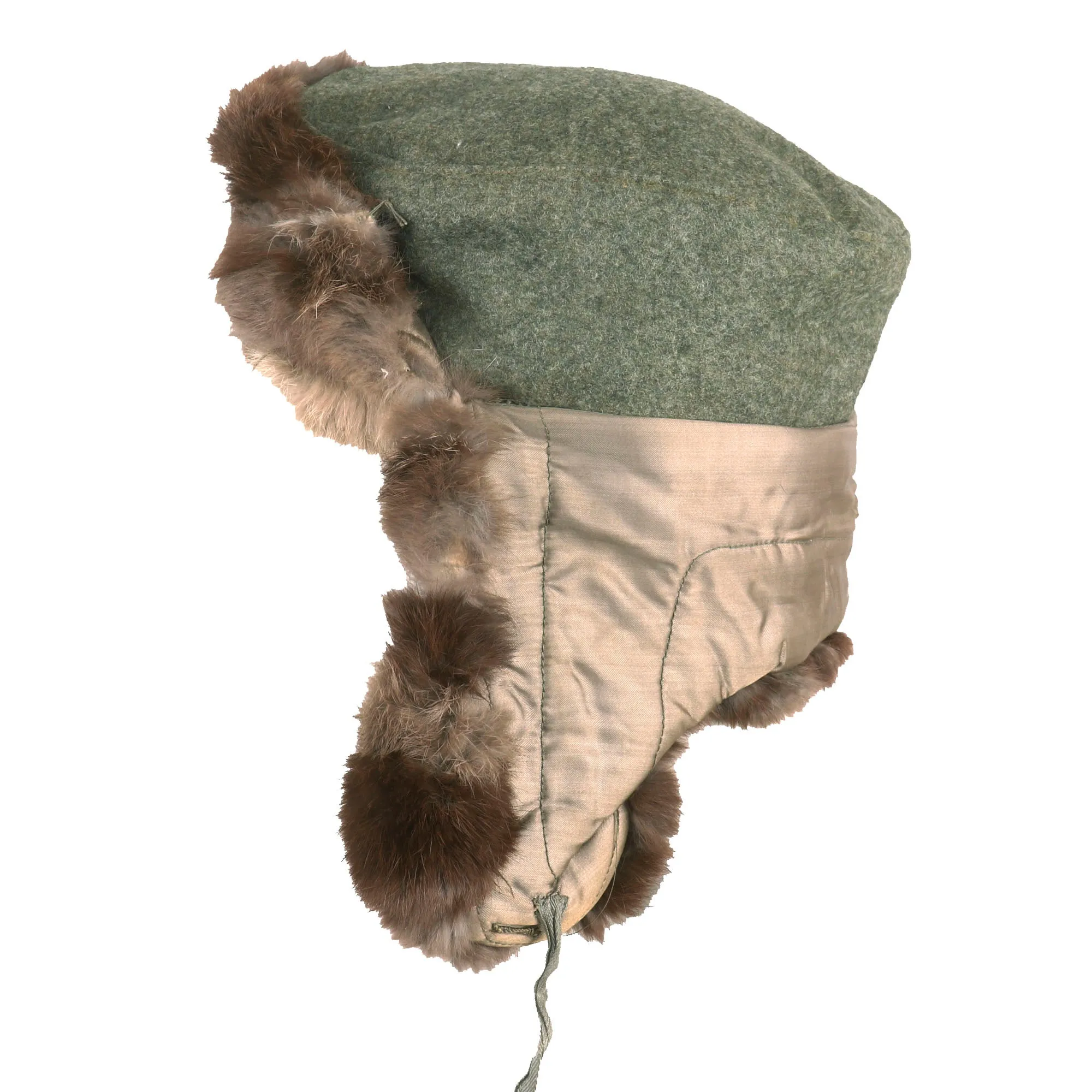 Original German WWII 1943 Dated Eastern Front Army Heer Rabbit Fur Pelzmütze Winter Hat - Size 58