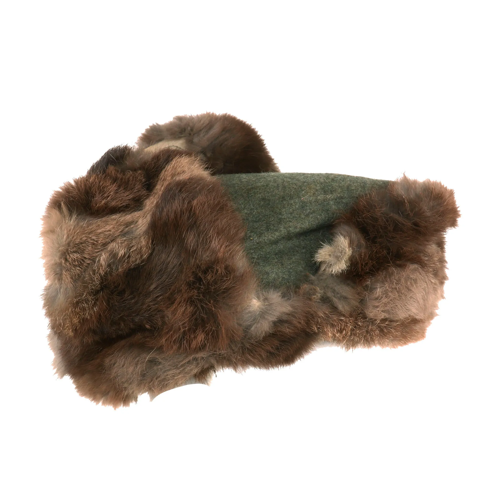 Original German WWII 1943 Dated Eastern Front Army Heer Rabbit Fur Pelzmütze Winter Hat - Size 58