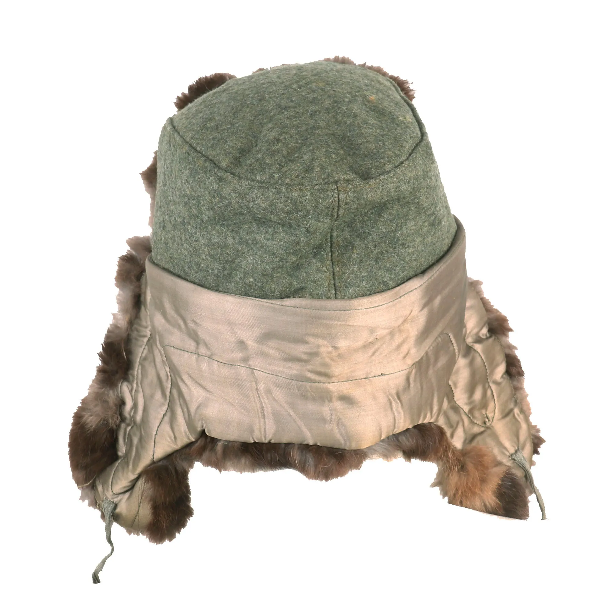 Original German WWII 1943 Dated Eastern Front Army Heer Rabbit Fur Pelzmütze Winter Hat - Size 58