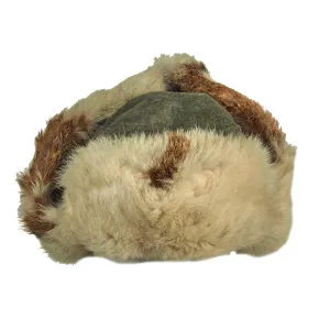 Original German WWII Eastern Front 1943 Dated White Rabbit Fur Pelzmütze Winter Hat with Maker Markings - Size 57