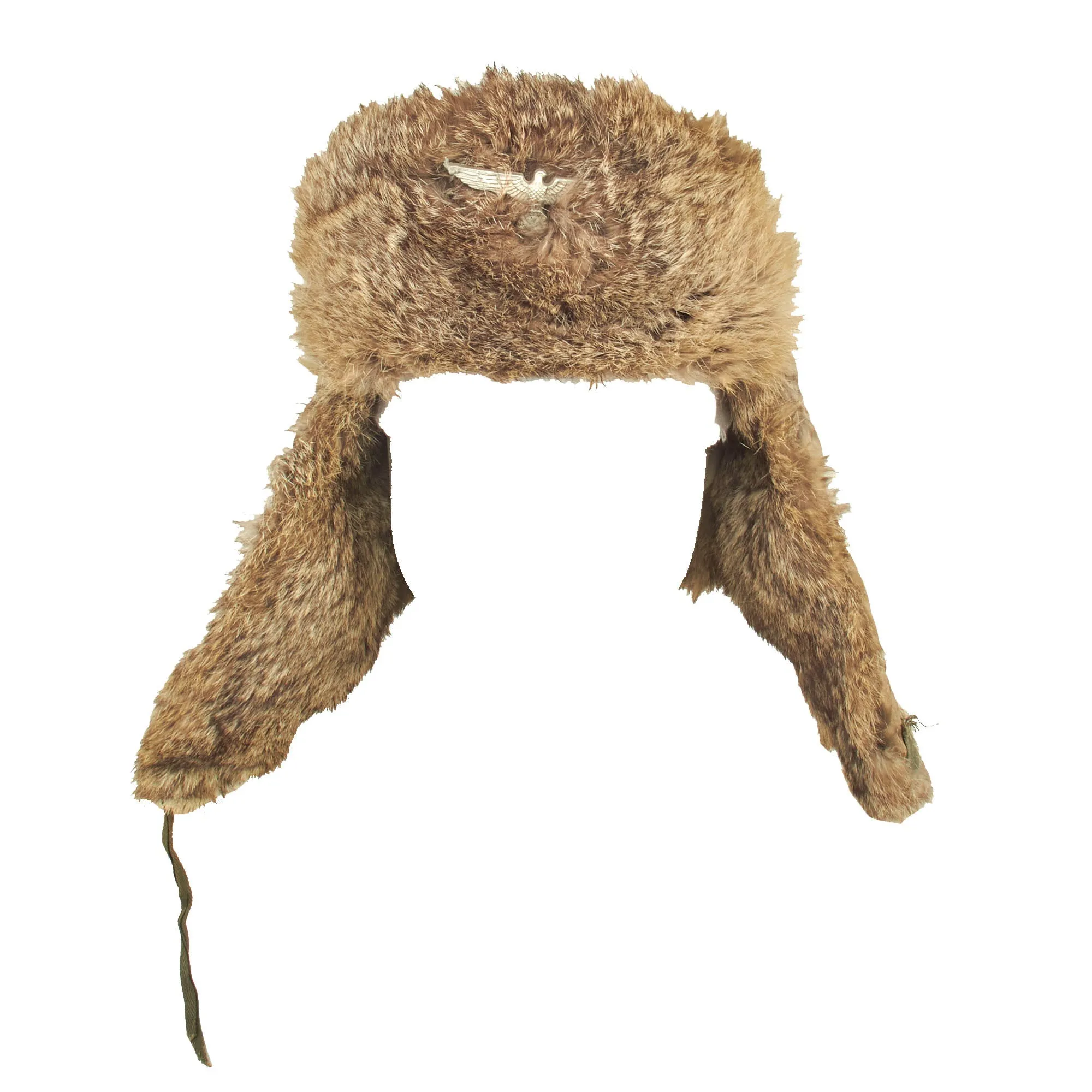 Original German WWII Eastern Front Rabbit Fur Pelzmütze Winter Hat with Faded RBNr. Markings