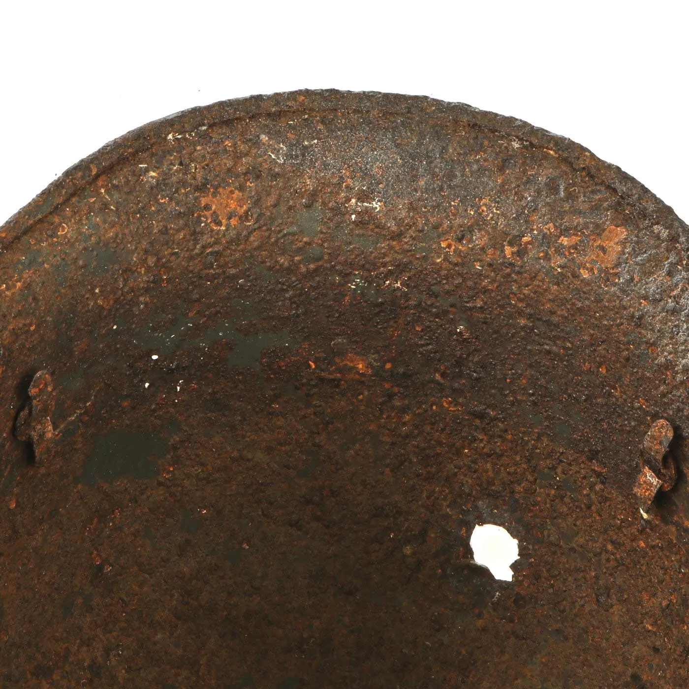 Original German WWII M40 Eastern Front Battlefield Dug Shot Through Helmet Shell - Size 64