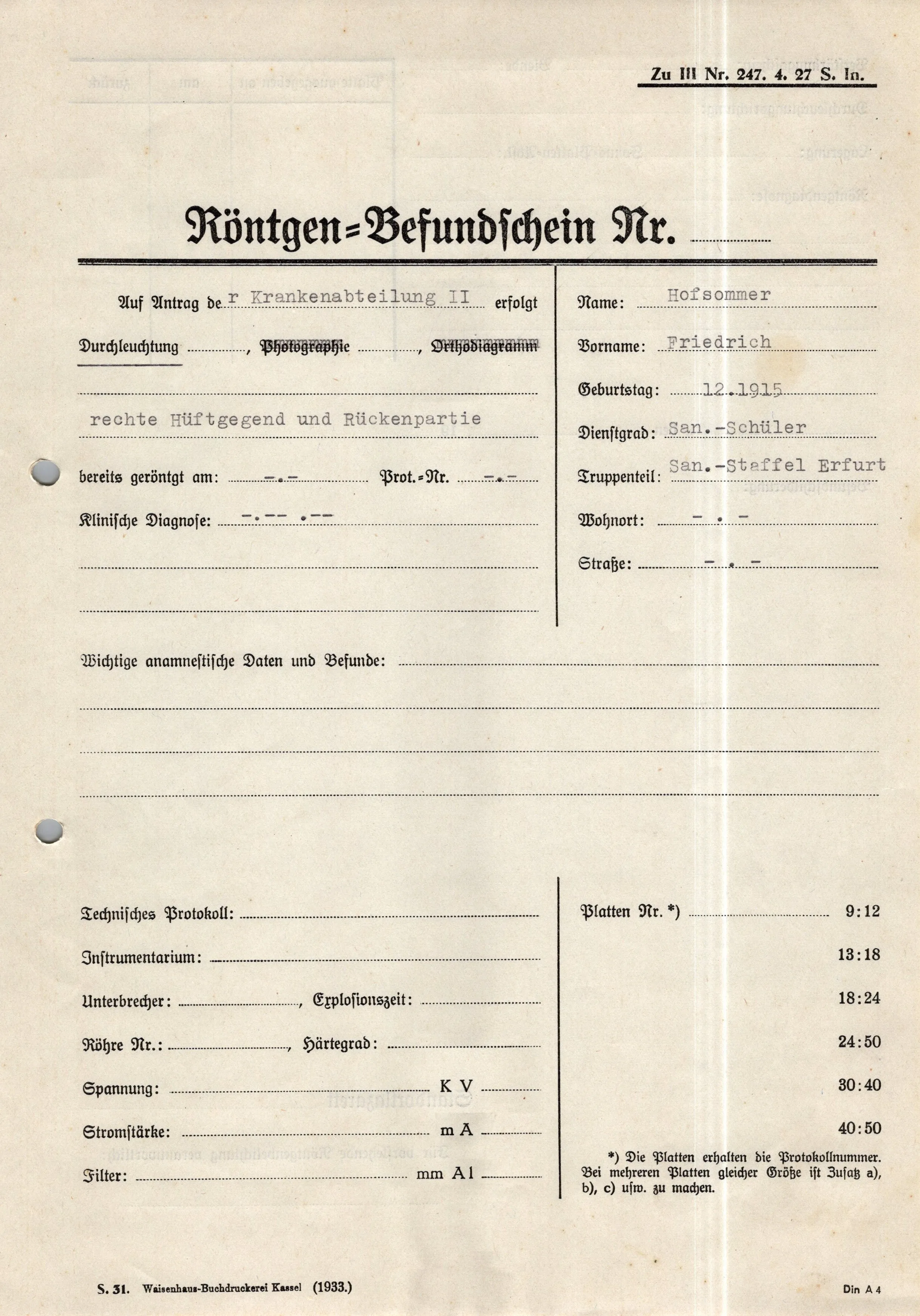 Original German WWII Massive Award & Document Grouping of Sanitäts-Feldwebel Friedrich Hofsommer of Panzerjäger - Abteilung 15