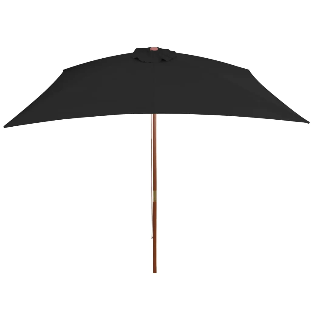 Outdoor Parasol with Wooden Pole Black 200x300 cm