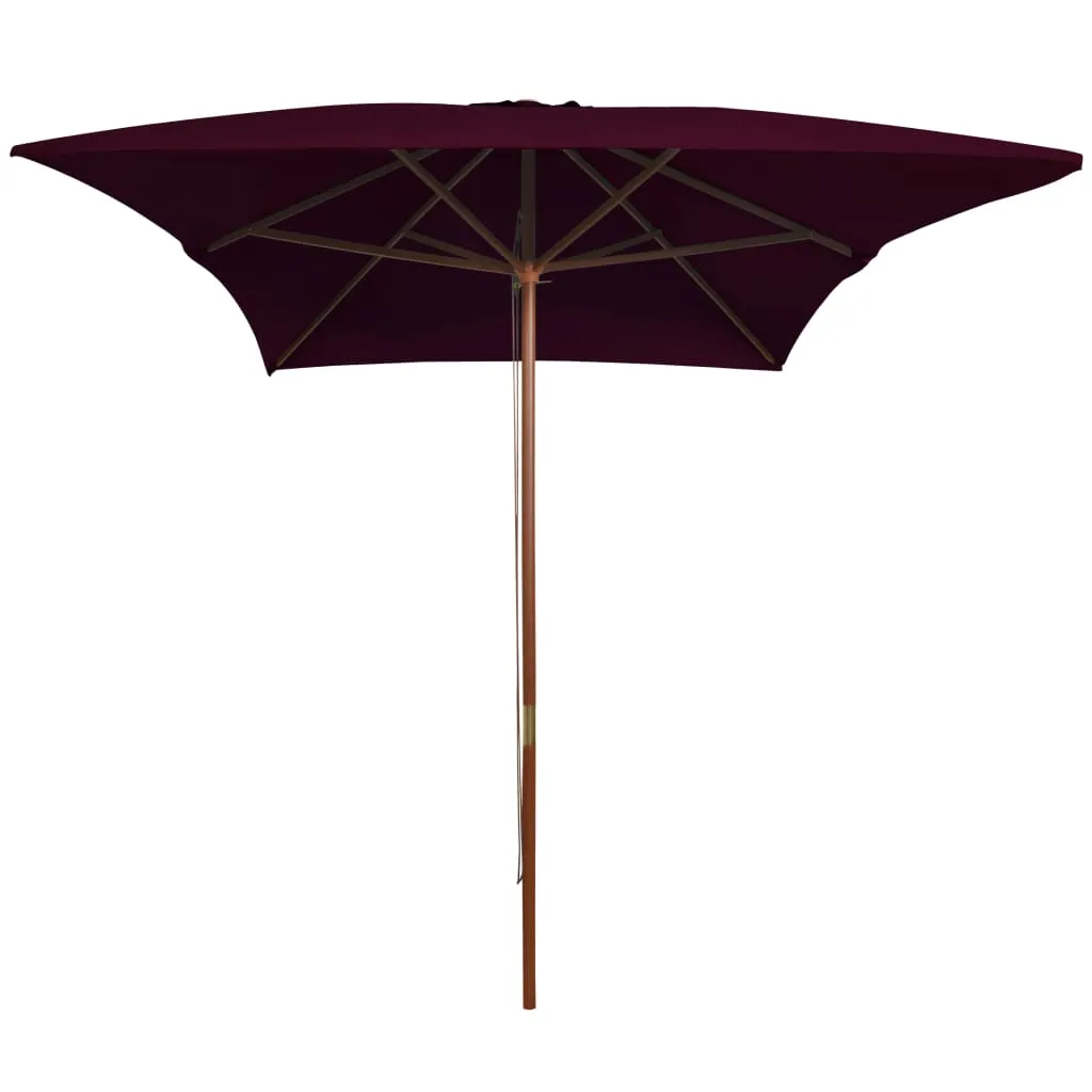 Outdoor Parasol with Wooden Pole Bordeaux Red 200x300 cm