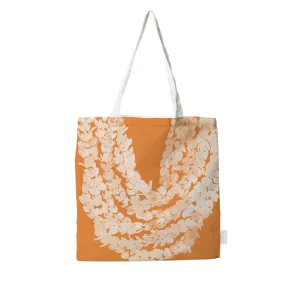 Pikake Lei on Orange Tote