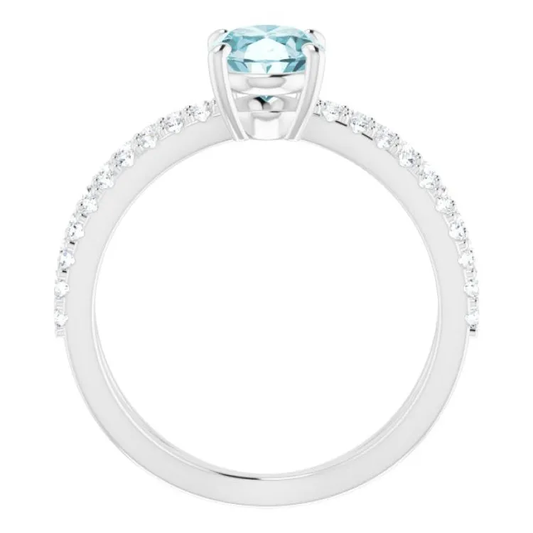 Platinum Natural Sky Blue Topaz & 1/3 CTW Natural Diamond Ring