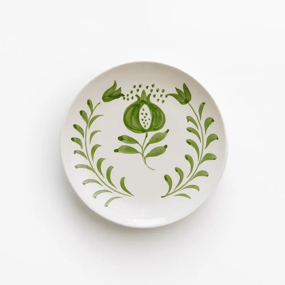 Pomegranate Crest Green Appetizer Plate | Set of 4