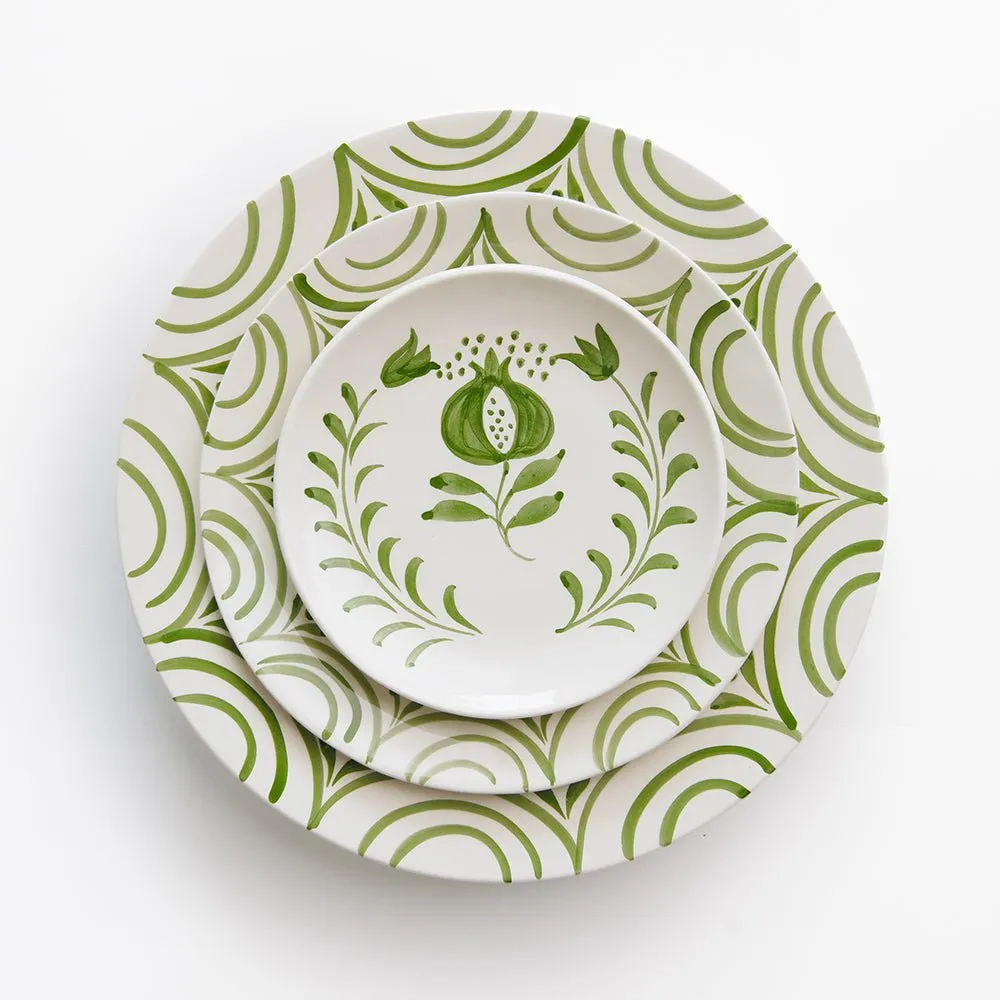 Pomegranate Crest Green Appetizer Plate | Set of 4