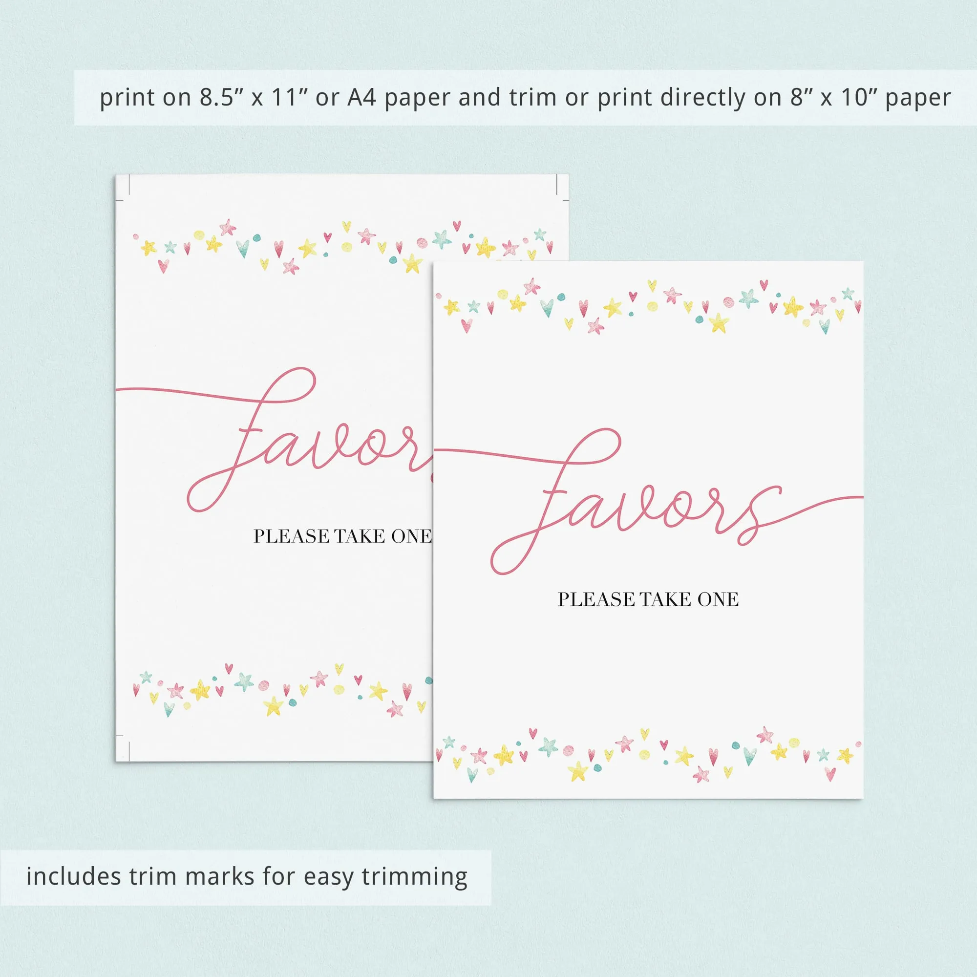 Printable Favors Sign for Pink Party