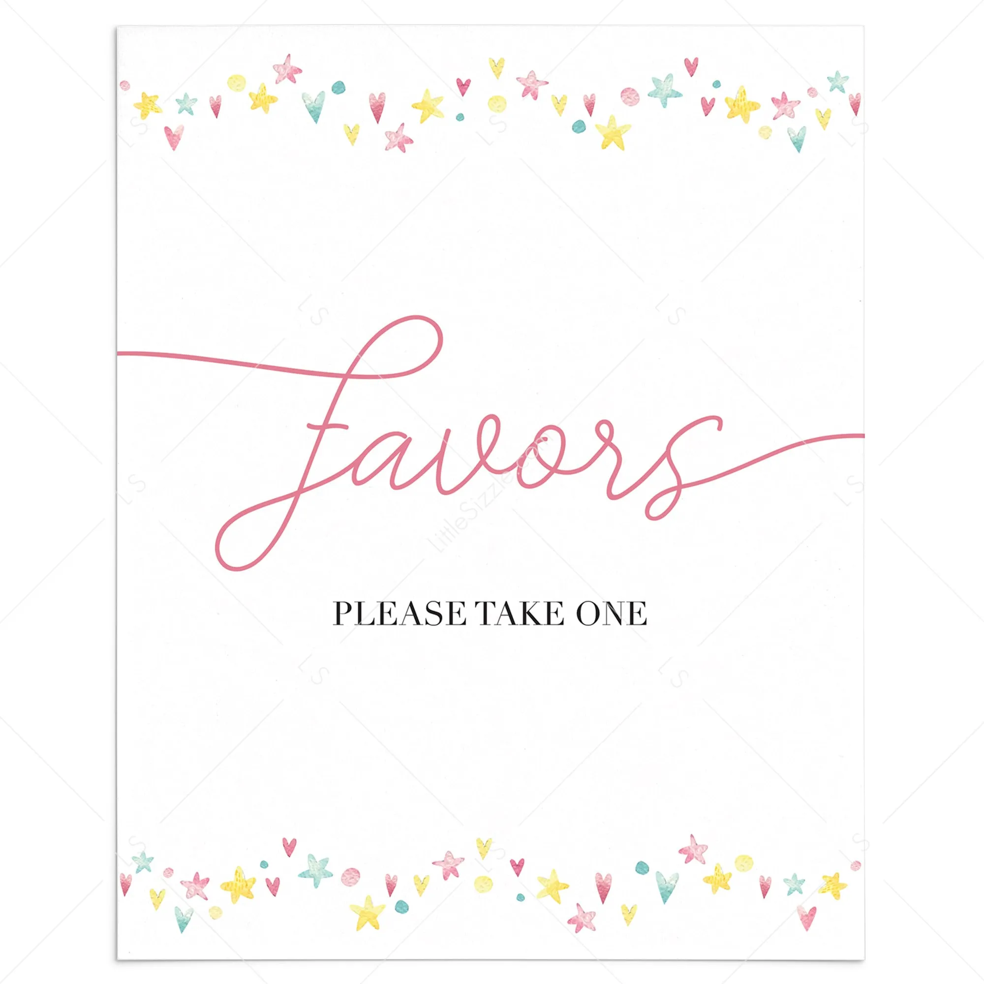 Printable Favors Sign for Pink Party