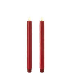 Raz Imports Set of 2 - 10-inch Moving Flame Red Taper Candle