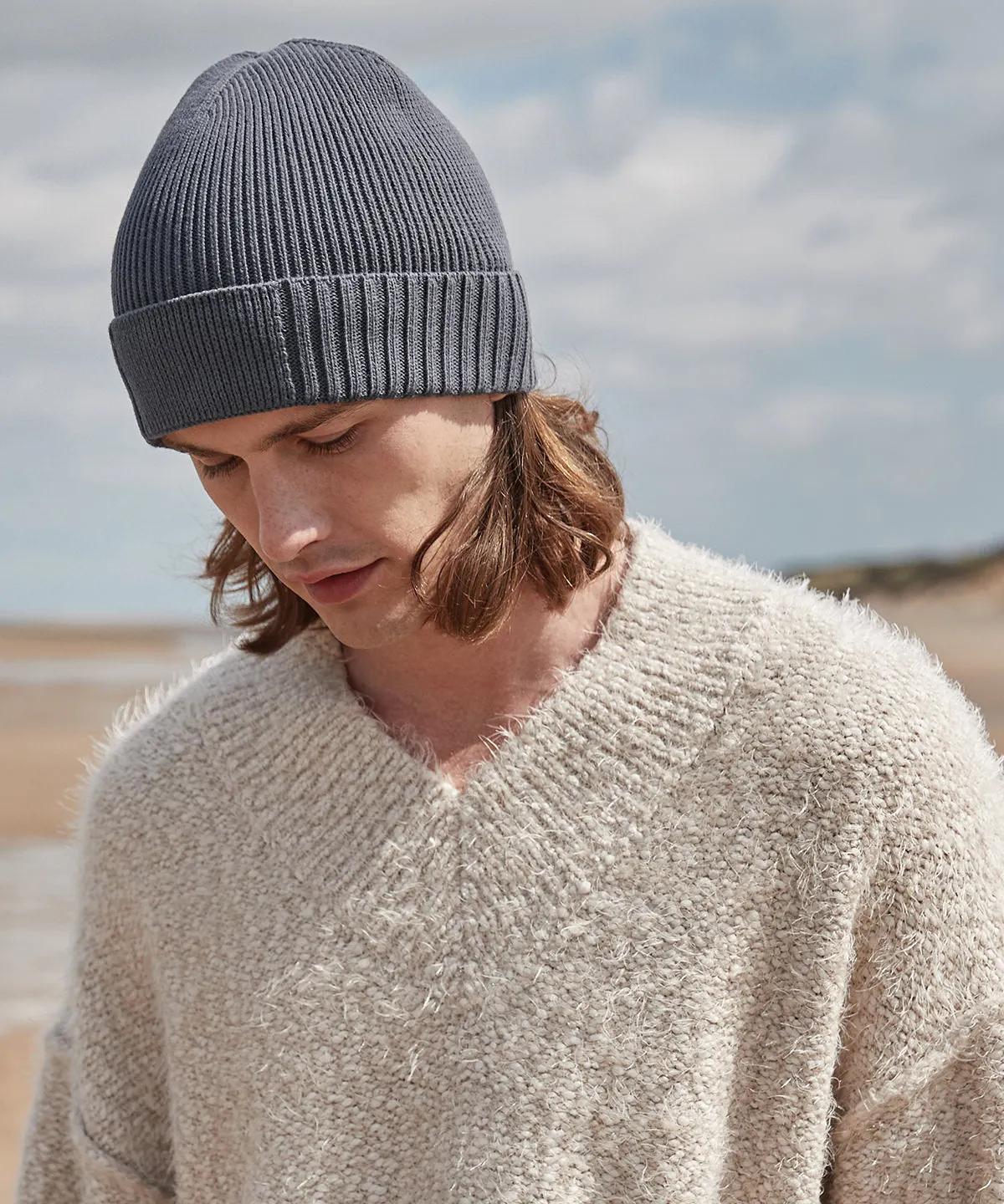 Sand - Organic cotton engineered patch beanie