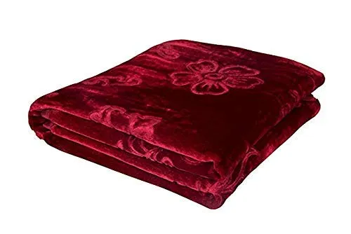 Shivaan Home Furnishing Polyester 150 TC Blanket (Double_Maroon)