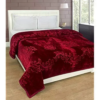 Shivaan Home Furnishing Polyester 150 TC Blanket (Double_Maroon)