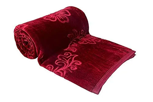 Shivaan Home Furnishing Polyester 150 TC Blanket (Double_Maroon)