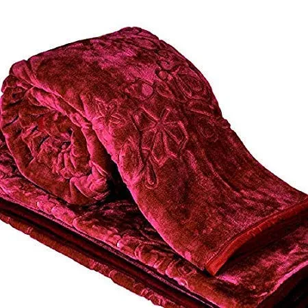 Shivaan Home Furnishing Polyester 150 TC Blanket (Double_Maroon)