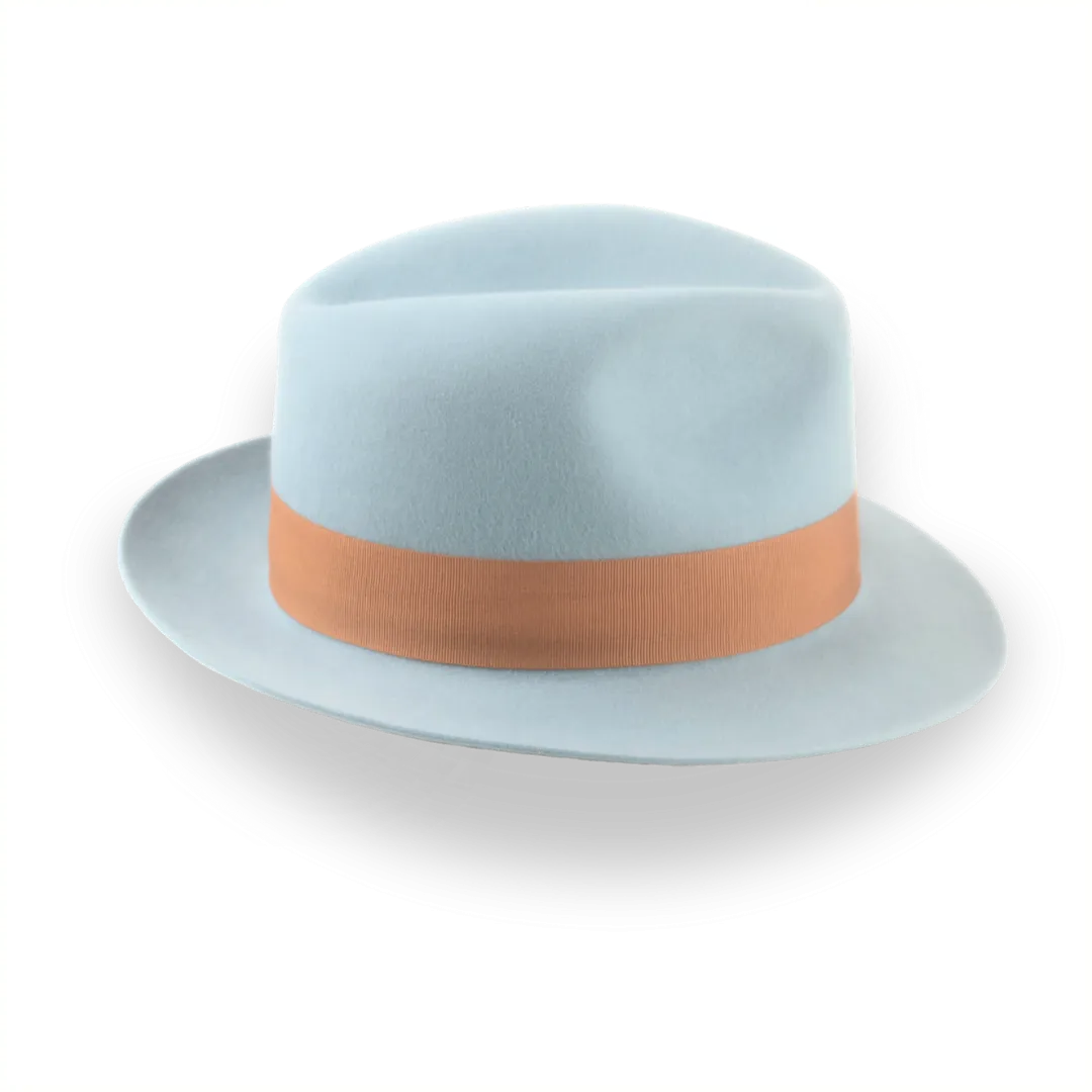 Sky Blue Trilby Fedora Hat with Elegant Feather | The Phoenix