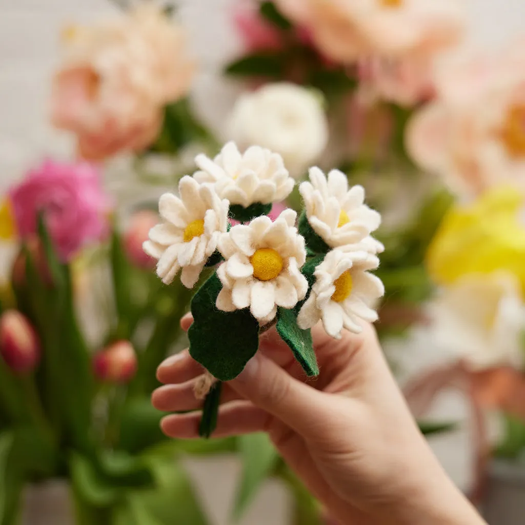 Spring Daisy Flower Bouquet with Vase