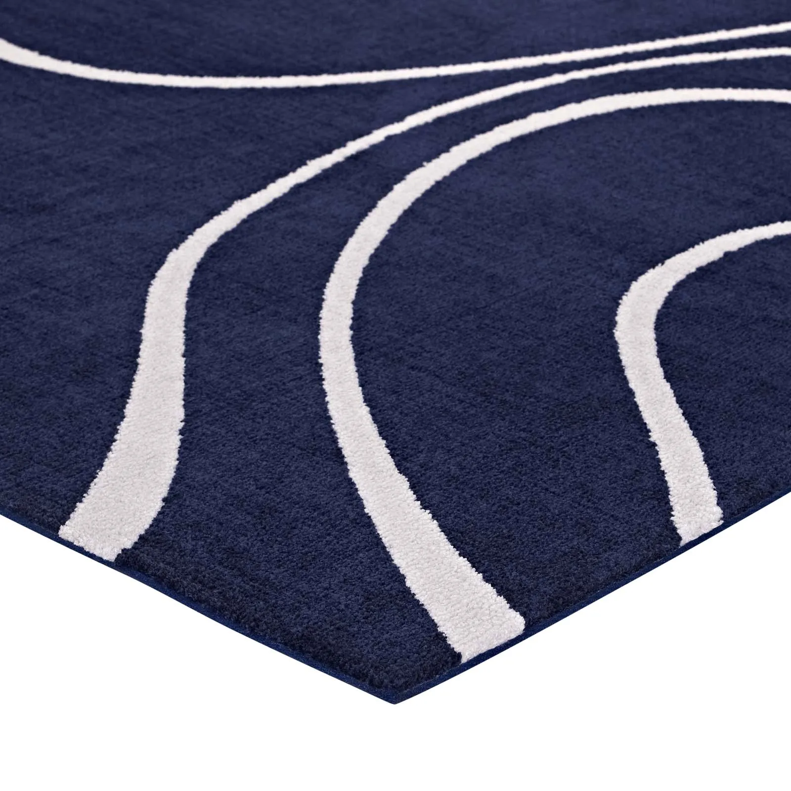 Therese Abstract Swirl 5x8 Area Rug Navy and Ivory