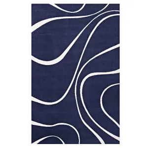 Therese Abstract Swirl 8x10 Area Rug Navy and Ivory