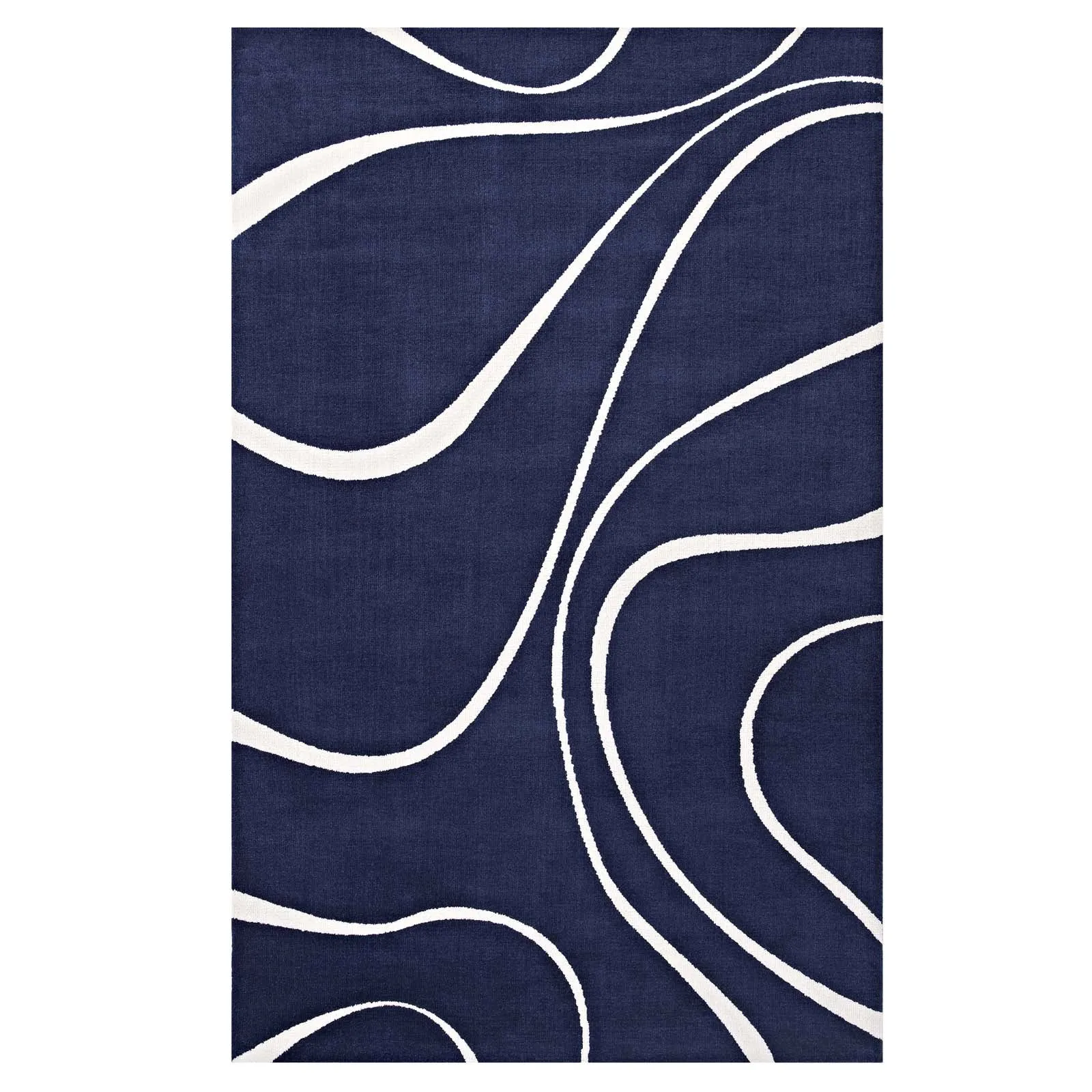 Therese Abstract Swirl 8x10 Area Rug Navy and Ivory