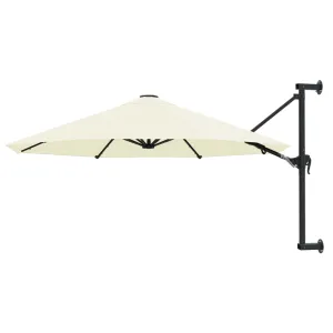 Wall-Mounted Garden Parasol with Metal Pole 300 cm Sand