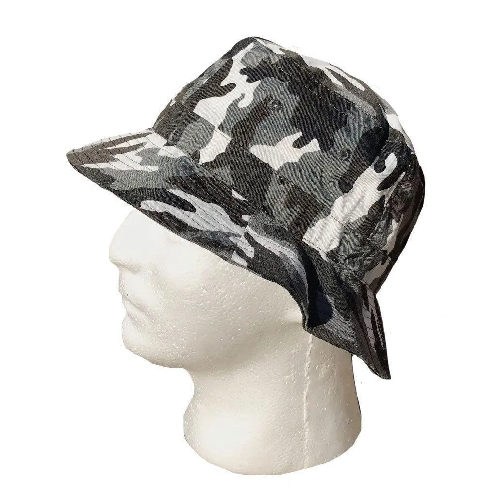 Washed Cotton Sun Bucket Boonie Hats Caps Fitted Sizes Solid /Camo Fishermans Beach