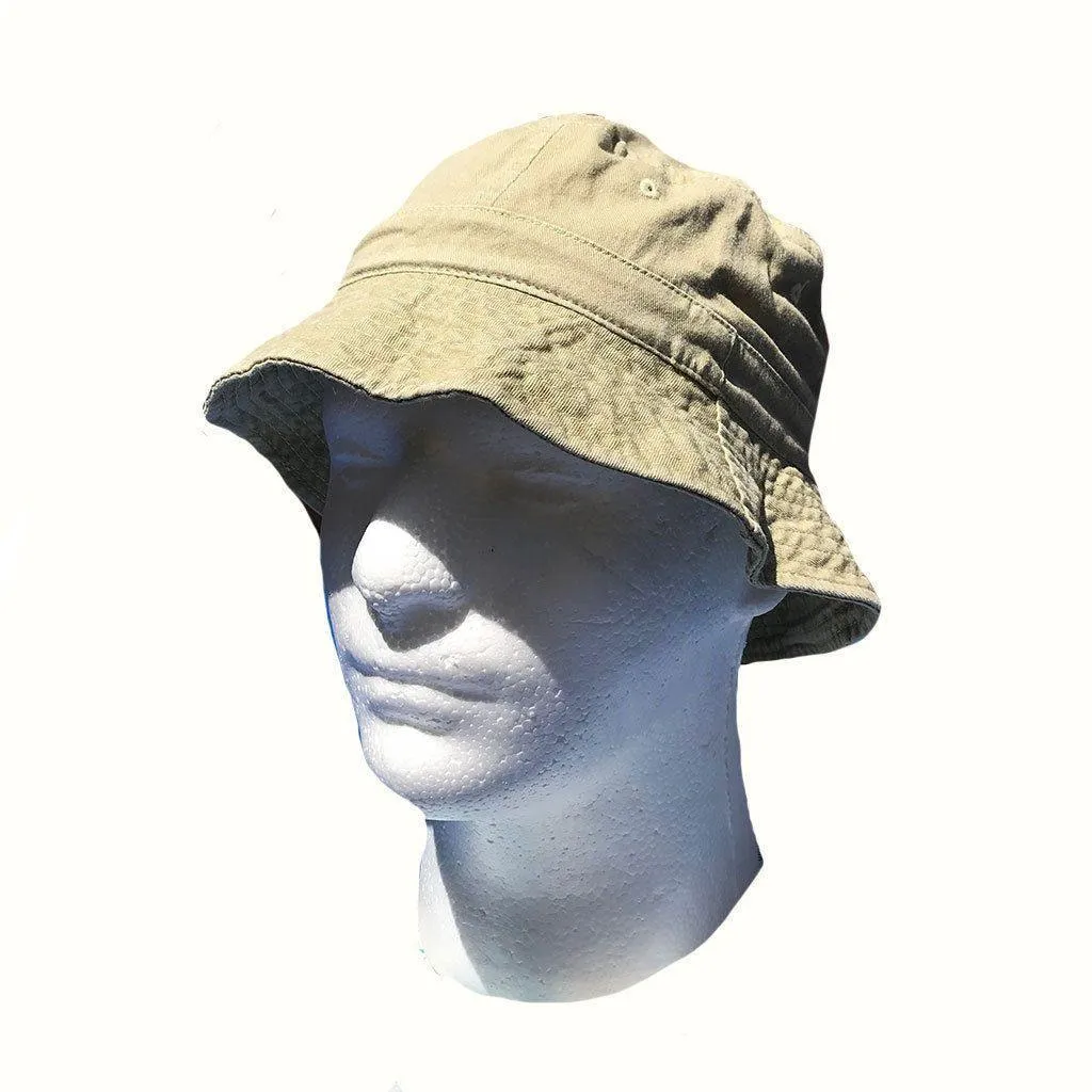 Washed Cotton Sun Bucket Boonie Hats Caps Fitted Sizes Solid /Camo Fishermans Beach