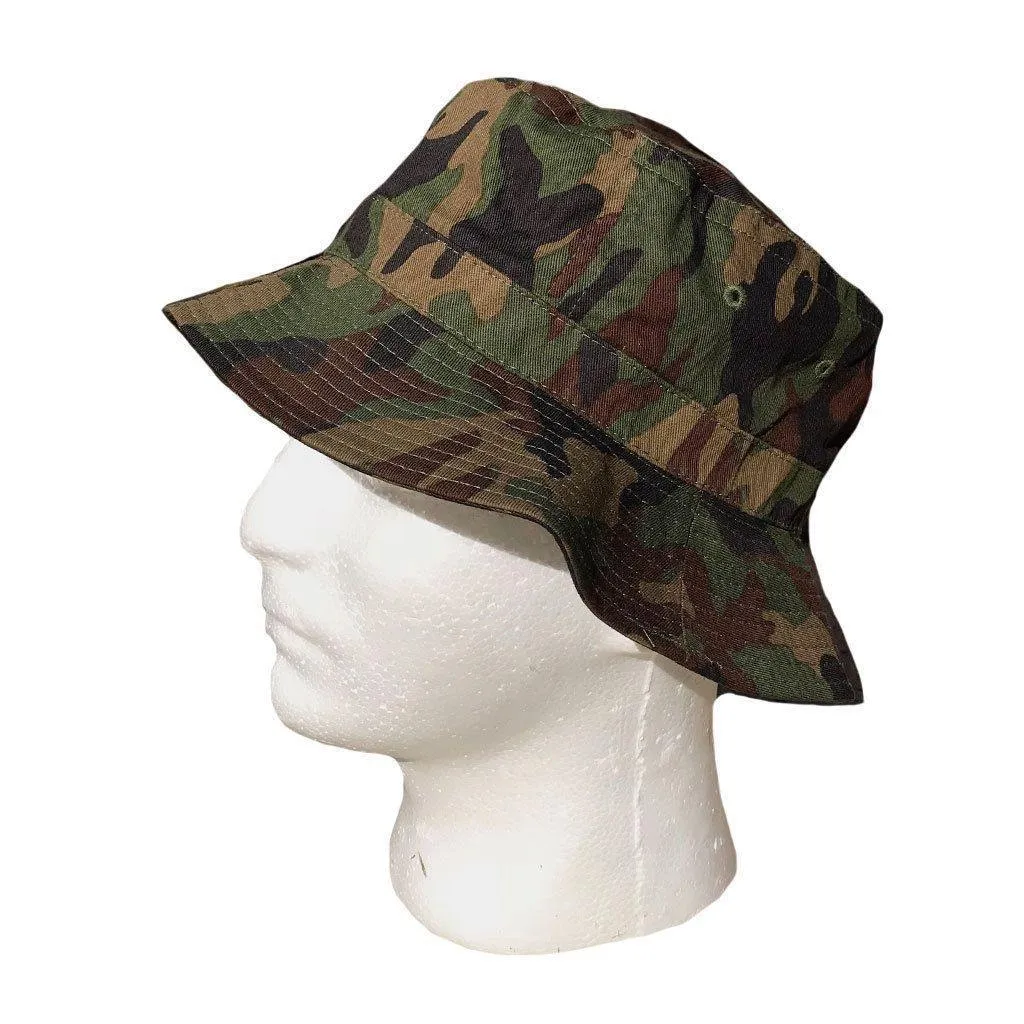 Washed Cotton Sun Bucket Boonie Hats Caps Fitted Sizes Solid /Camo Fishermans Beach