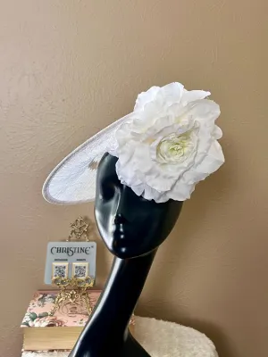 White bow pearls wedding hat