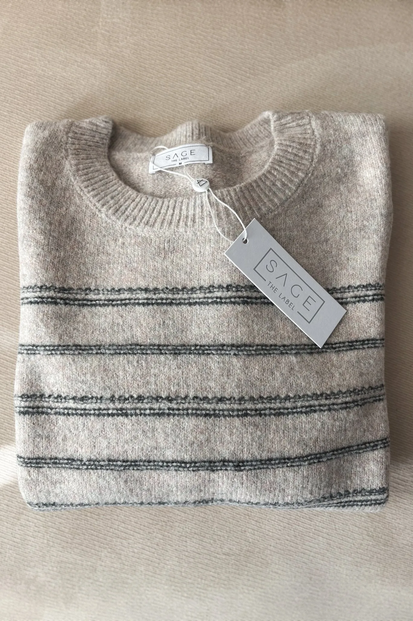 Women's Striped Knit Sweater Top | Sage The Label | Gray