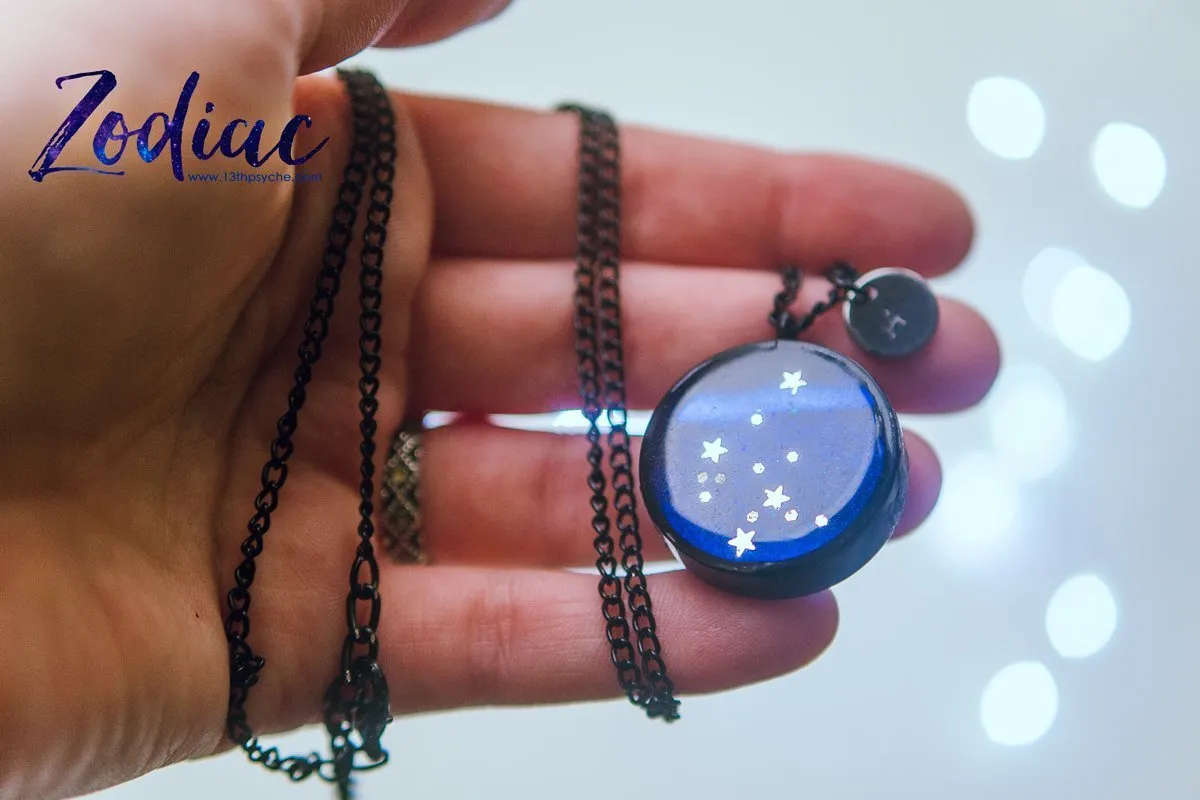 Zodiac jewelry, Aquarius constellation necklace