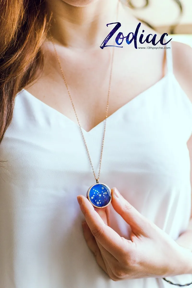 Zodiac jewelry, Aquarius constellation necklace