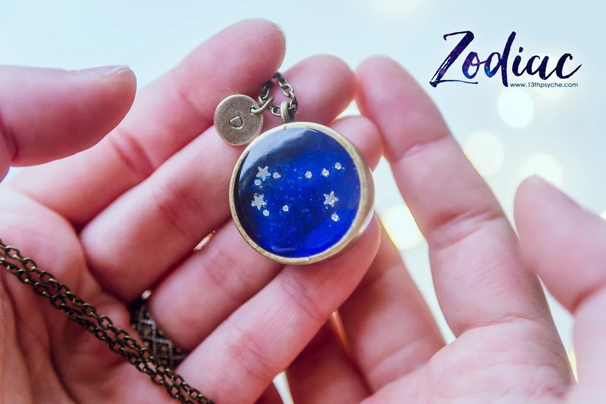 Zodiac jewelry, Gemini constellation necklace.