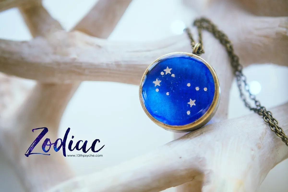 Zodiac jewelry, Gemini constellation necklace.