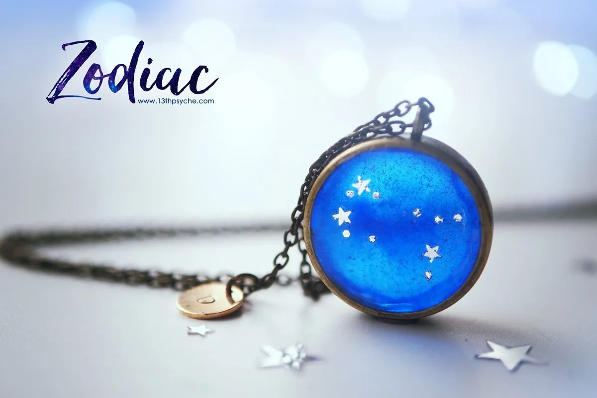 Zodiac jewelry, Gemini constellation necklace.