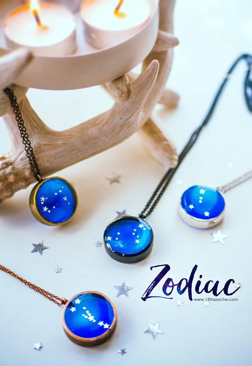 Zodiac jewelry, Gemini constellation necklace.